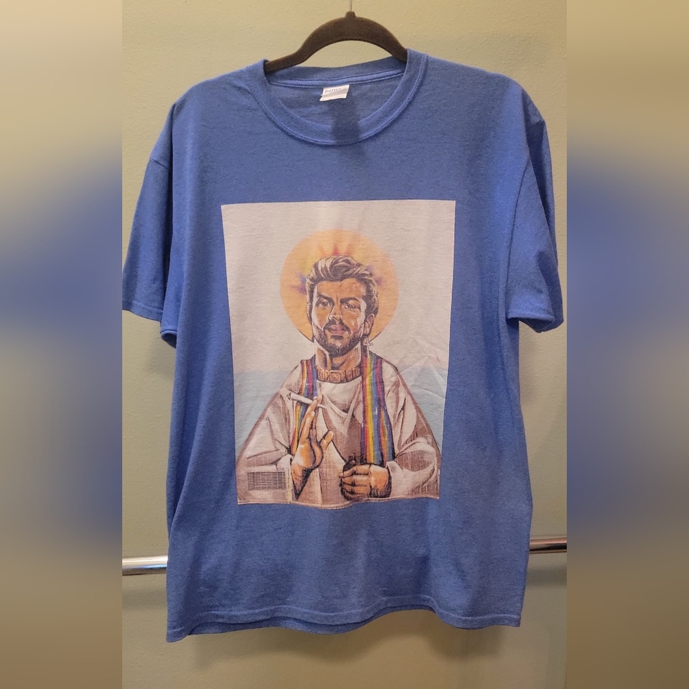 Blue Graphic Men's T-Shirt With Saint George